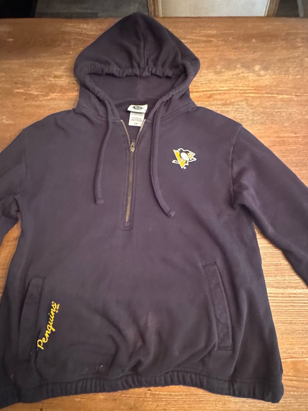 NHL Black Pittsburgh Penguins Half-Zip Hoodie Sweatshirt